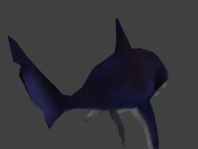 Hand Painted Low poly Cartoon Shark 3D model