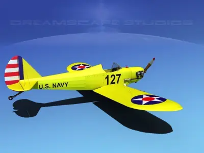 Flybaby fighter plane flying in sky 3D model