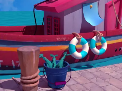 boat  stylized 3d Low-poly 3D model