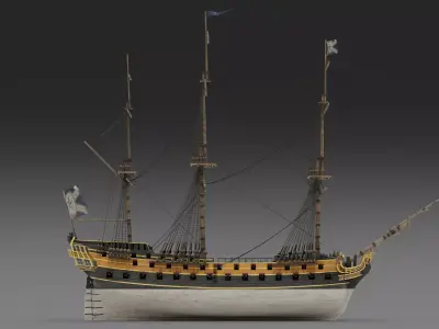 18th Century Man of War Free 3D model