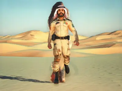 Omani Captain in Desert Camouflage Low-poly 3D model
