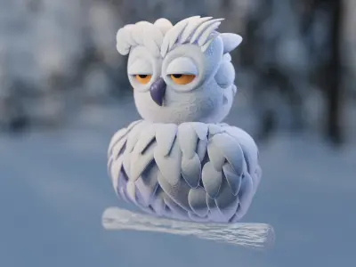 Stylized Owl 3D Models Low Poly Autumn and Winter Pack Low-poly 3D model