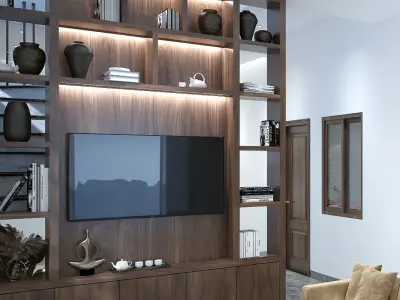 tv wall 3D model 3D model