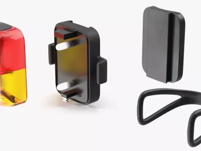 Compact Bike Tail Safety Light Red Yellow 3D model