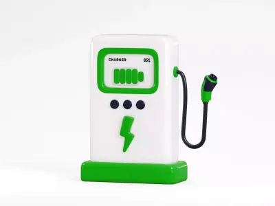 Cartoon Electric Vehicle Charging Station Low-poly 3D model