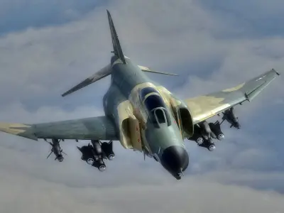 F4 Phantom 2 -Forest Texture-Fully Rigged-Changeble Decal -Texts Low-poly 3D model