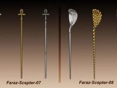 20 King Scepter 3D Model Basemesh Low-poly 3D model