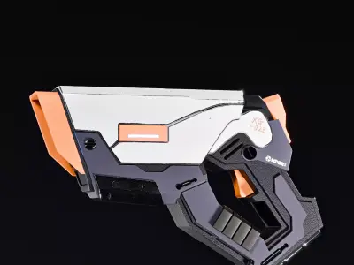 Sci-Fi Energy Pistol Futuristic Game Ready Weapon 3D model
