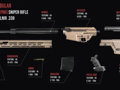 Modular Sniper Rifle MK 18 Mjolnir  Low-poly 3D model