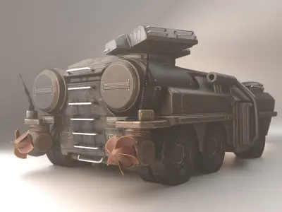 Amphibious Tank Rigged Low-poly 3D model