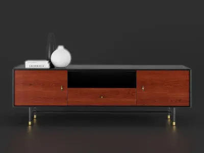 Modernist Wood and Lacquer Media Console Free 3D model