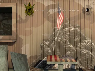 US Military Cafe Design Low-poly 3D model