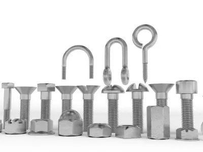 Hardware Pack- nuts and bolts 3D model