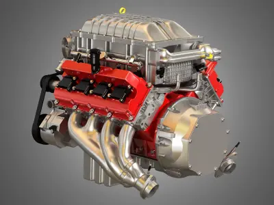 Demon HEMI Engine - V8 Supercharger Engine 3D model