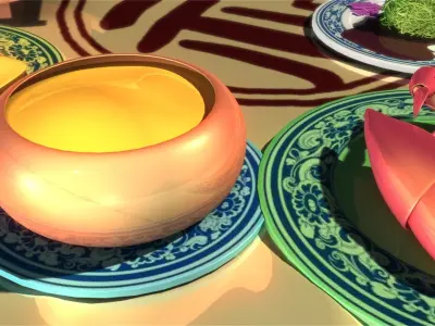 Chinese food Chinese food Table food fish lobster crab ham 3D model