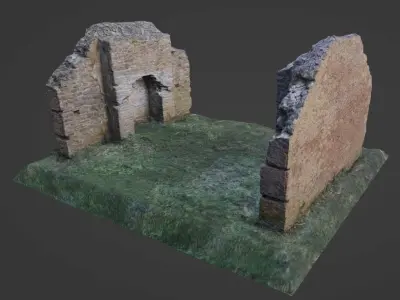Ruin of Old Stone Building - Game-Ready Photoscan Low-poly 3D model