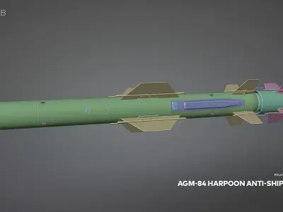 AGM-84 Harpoon Anti-Ship Textured PBR Missile 3D model