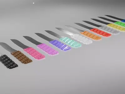 Knife Bundle - 13 Colors - Game Ready Low Poly PBR Pack Low-poly 3D model