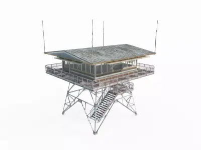 Modern architectural observation tower and guard tower 3D model