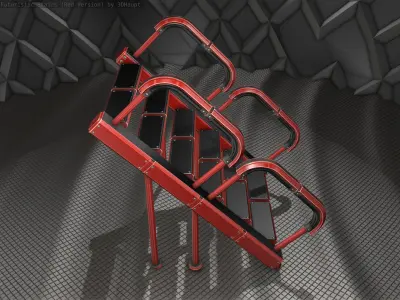 Sci-Fi Stairs - 28- Red Version Low-poly 3D model