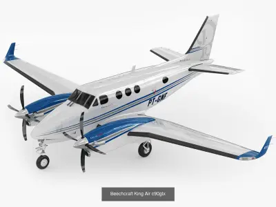Beechcraft King Air c90gtx and interior 3D Model Collection