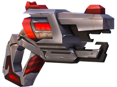 LowPoly Sci-Fi Cartoon Pistol Gun Low-poly 3D model