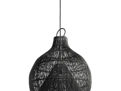  Wicker Bamboo Rattan Pendent Light Model, Black 