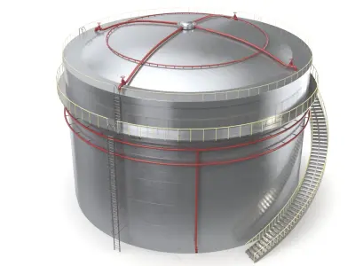 Cylindrical Oil Tank 3D model purchase