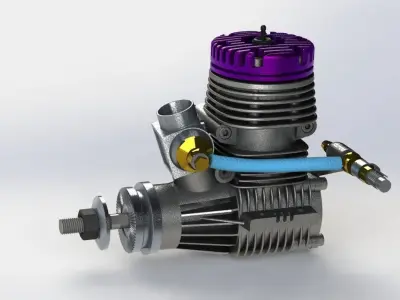 Novarossi Rex R46CR Aircraft Engine with Tuned Muffler 3D print model