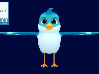 Asset - Cartoons - Character - Sparrow - Hight Poly Low-poly 3D model