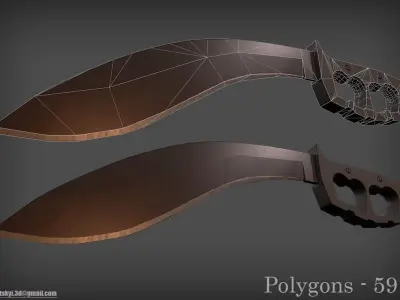 Set Machetes Kukri Low-poly 3D model
