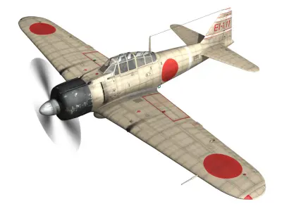 Mitsubishi A6M2 Zero - Carrier Shokaku 3D model