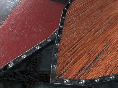 Medieval round shield with coat of arms 9 Low-poly 3D model