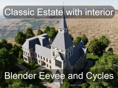 Classic Estate with interior for Blender Eevee and Cycles Low-poly 3D model