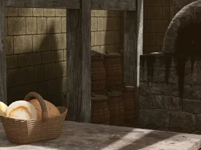 Medieval Bakery Shop Low-poly 3D model
