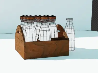 box with milk low-poly PBR 3D model