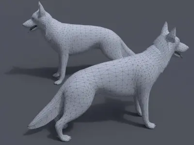 German Shepherd Low-poly 3D model