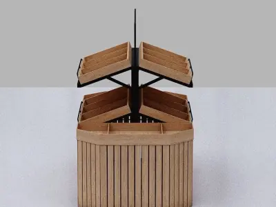 Stall model wooden display case with shelves and drawers Low-poly 3D model