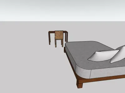 Modern Bedroom Furniture Set  Bed Mattress Desk Chair  3D model