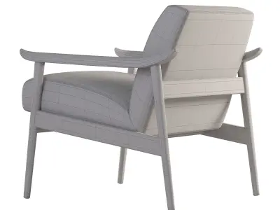 Mid-Century Leather Show Wood Chair Free 3D model