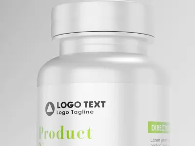  High-Quality 3D Supplement Bottle with Label Model 3D model