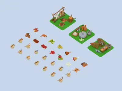 LOWPOLY - Survival Pack Low-poly 3D model