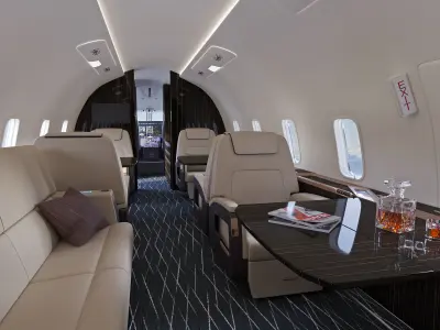 Airplane Bombardier Challenger 350 with interior 3D model