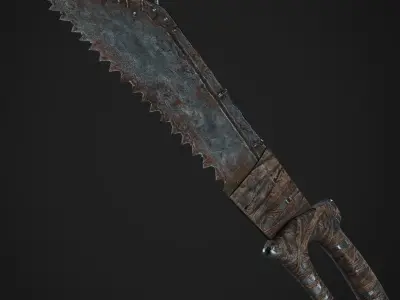 Post Apocalyptic Weapons - Saw Sword Free low-poly 3D model