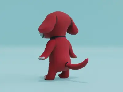 Red Puppy Baby Dog Cute Plush Toy A-Pose Free low-poly 3D model