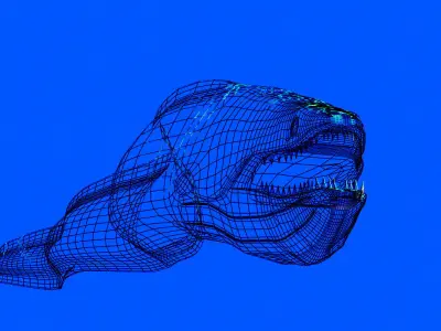 Moray fish swimming in ocean Low-poly 3D model