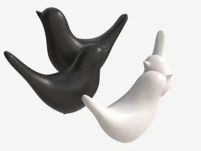 Decorative Ceramic Birds Set 3D model