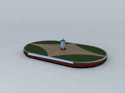 Architecture lighthouse in middle of grassy area 3D model