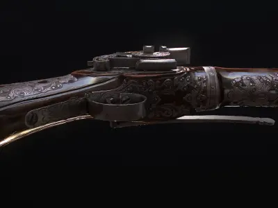 Mushketon flintlock pistol Low-poly 3D model