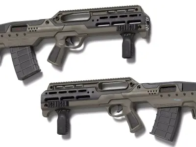 D12 Shotgun Low-poly 3D model